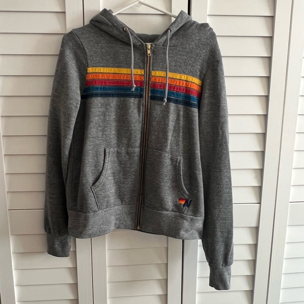 Aviator Nation 5 stripe zip hoodie